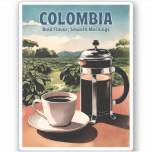 Sticker Vintage voyage Colombie Café Farm Retro Graphisme
