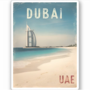 Sticker Vintage voyage Dubai UAE Beach Retro Pittoresque