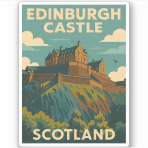 Sticker Vintage voyage Edinburgh Castle Scotland Retro