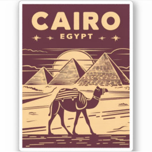 Sticker Vintage voyage Égypte ancienne Pyramide Retro Grap