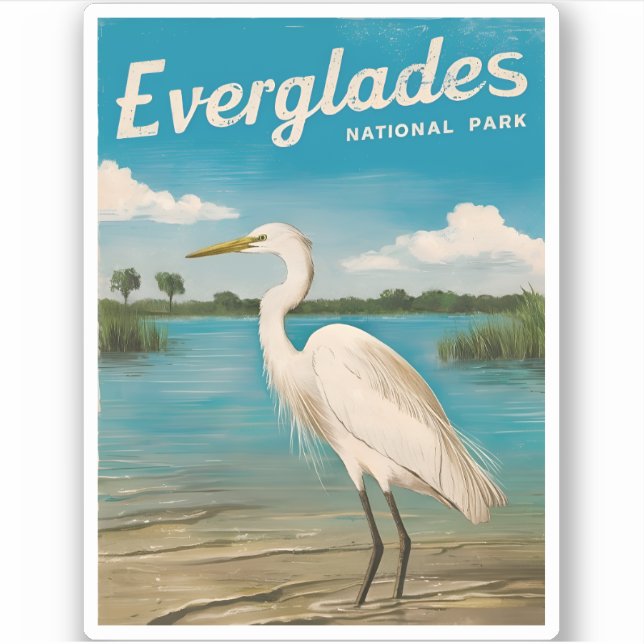 Sticker Vintage voyage Floride Everglades Nature Faune (Devant)