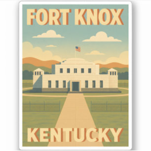 Sticker Vintage voyage Fort Knox Kentucky Retro Graphisme