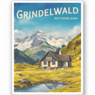 Sticker Vintage voyage Grindelwald Suisse Alpes Retro