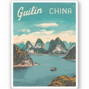 Sticker Vintage voyage Guilin Chine Paysage Rétro Pittores