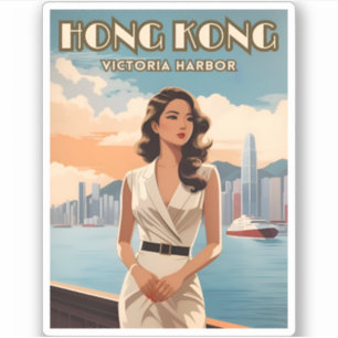 Sticker Vintage voyage Hong Kong Chine Retro Graphisme