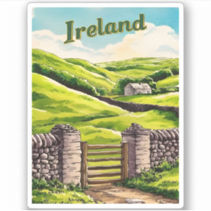 Sticker Vintage voyage Irlande Campagne Rétro Pittoresque