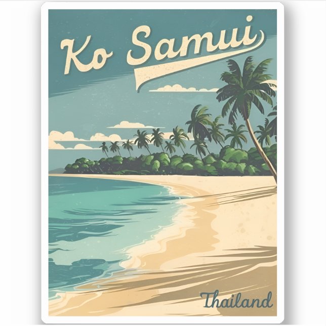 Sticker Vintage voyage Koh Samui Thaïlande Retro Graphisme (Devant)