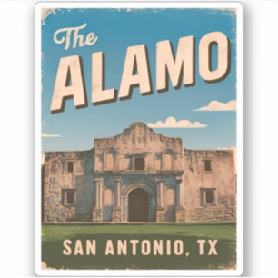 Sticker Vintage voyage L'Alamo Texas Retro Graphic