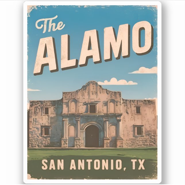 Sticker Vintage voyage L'Alamo Texas Retro Graphic (Devant)