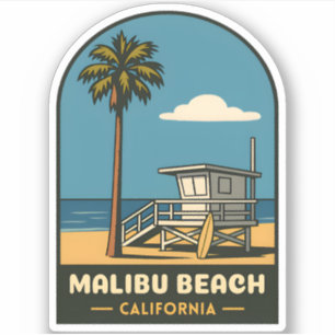 Sticker Vintage voyage Malibu Beach California Coast Retro