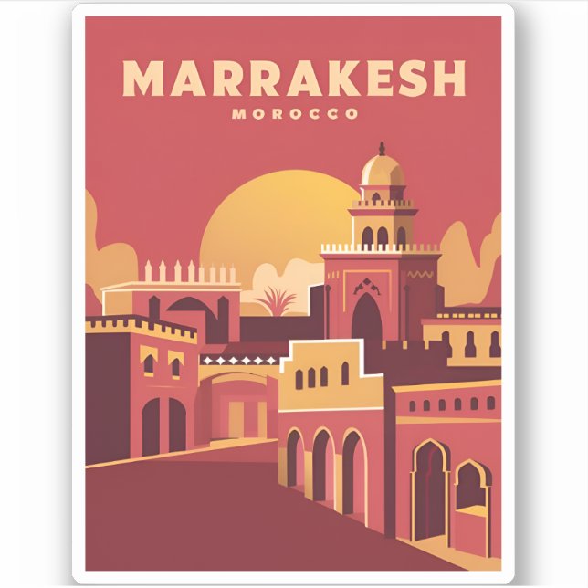Sticker Vintage voyage Marrakech Maroc Rétro Pittoresque (Devant)