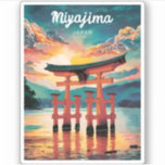 Sticker Vintage voyage Miyajima Island Japon Retro Sunset<br><div class="desc">Découvrez la beauté intemporelle de l'île japonaise de Miyajima avec ce design rétro sur le thème du voyage. Niché dans une ambiance nostalgique et un charme vintage, cet article capture le charme tranquille et culturel de l'île de Miyajima dans une esthétique rétro qui rappelle les affiches de voyage classiques d'antan....</div>