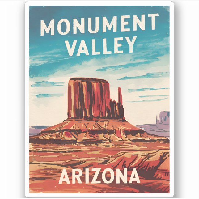 Sticker Vintage voyage Monument Valley Arizona Retro (Devant)