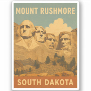 Sticker Vintage voyage Mount Rushmore South Dakota Retro