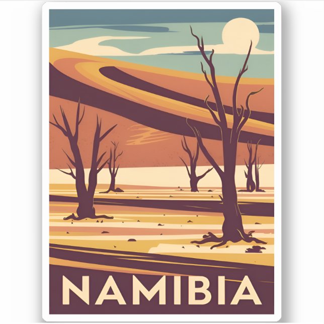 Sticker Vintage voyage Namibie Afrique Retro Graphisme (Devant)