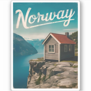 Sticker Vintage voyage Norvège Fjord Retro Pittoresque