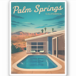 Sticker Vintage voyage Palm Springs Californie Pittoresque