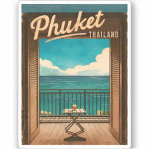Sticker Vintage voyage Phuket Thaïlande Retro Pittoresque