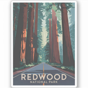 Sticker Vintage voyage Redwood National Park Rétro Pittore