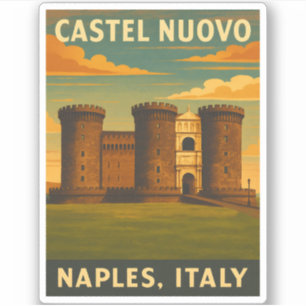 Sticker Vintage voyage rétro Castel Nuovo Naples Italie
