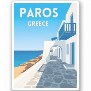 Sticker Vintage voyage rétro Paros Grèce île de la mer