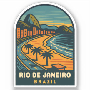 Sticker Vintage voyage rétro Rio de Janeiro Plage Brésil