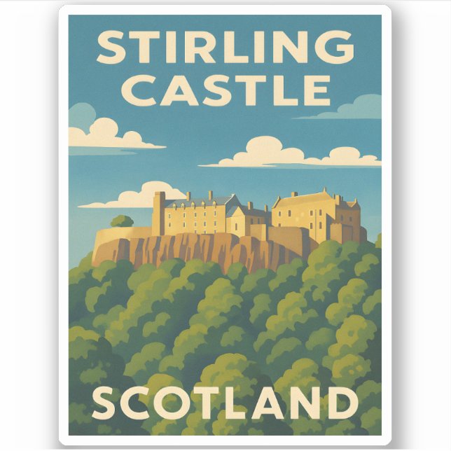 Sticker Vintage voyage rétro Stirling Castle Scotland (Devant)