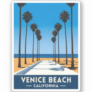 Sticker Vintage voyage rétro Venice Beach Côte Californie