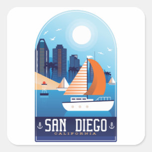 Sticker Vintage voyage San Diego California