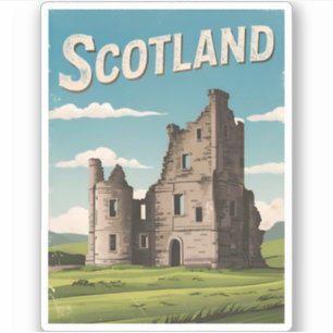 Sticker Vintage voyage Scotland Highlands Retro Pittoresqu