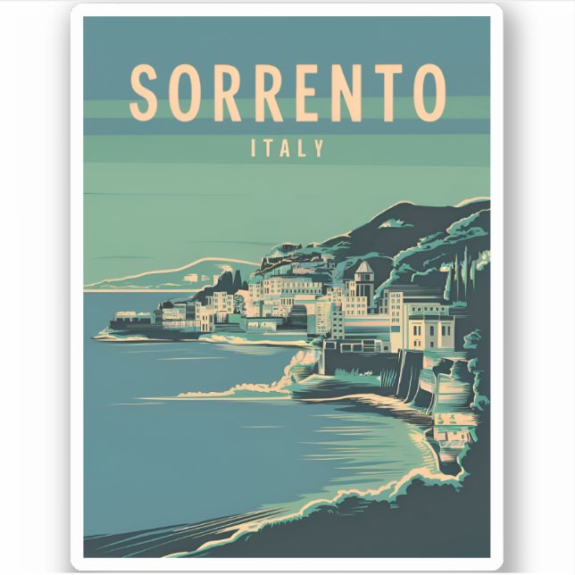 Sticker Vintage voyage Sorrento Italie Retro Graphisme (Devant)