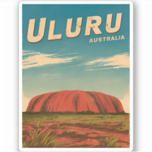 Sticker Vintage voyage Uluru Australie Rétro Pittoresque