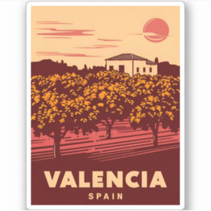 Sticker Vintage voyage Valencia Espagne Paysage rétro