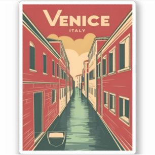 Sticker Vintage voyage Venise Italie Retro Graphisme