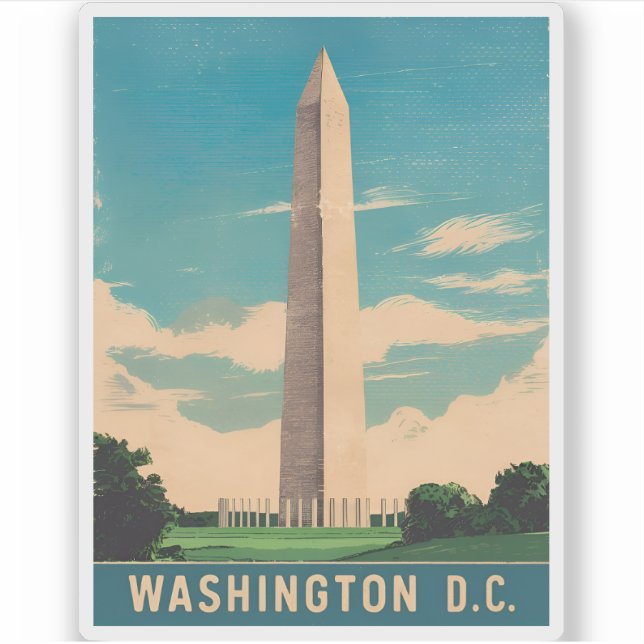 Sticker Vintage voyage Washington Monument Retro Pittoresq (Devant)