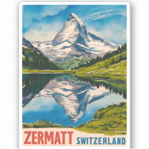 Sticker Vintage voyage Zermatt Suisse Matterhorn