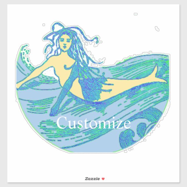 Sticker Vintage Waveriding Mermaid Thunder_Cove (Feuille)