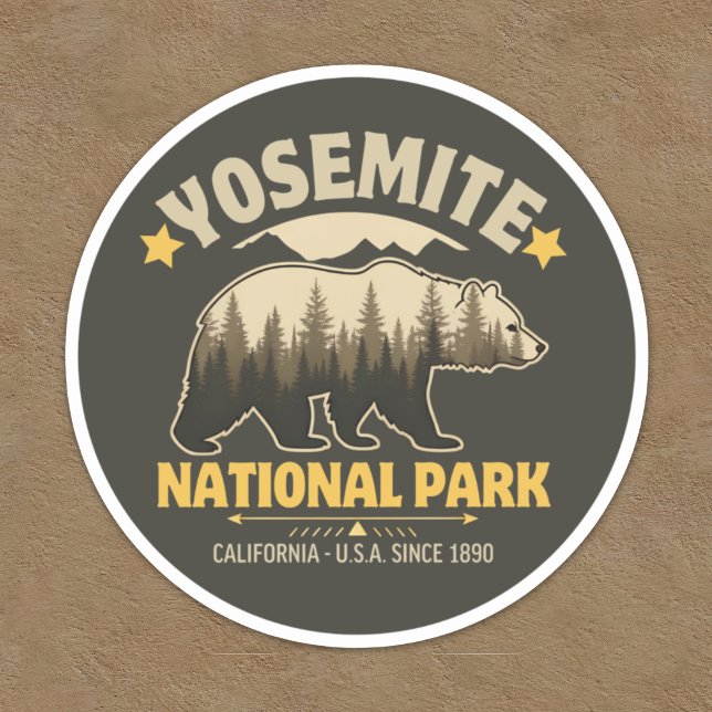 Sticker Vintage Yosemite Bear Forest Graphic (Créateur téléchargé)