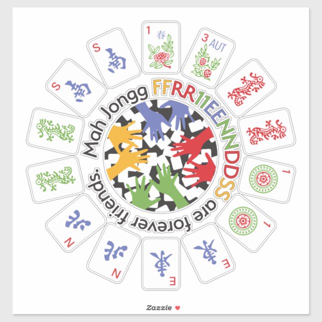 Sticker Vinyl Amis Mah Jongg (Feuille)