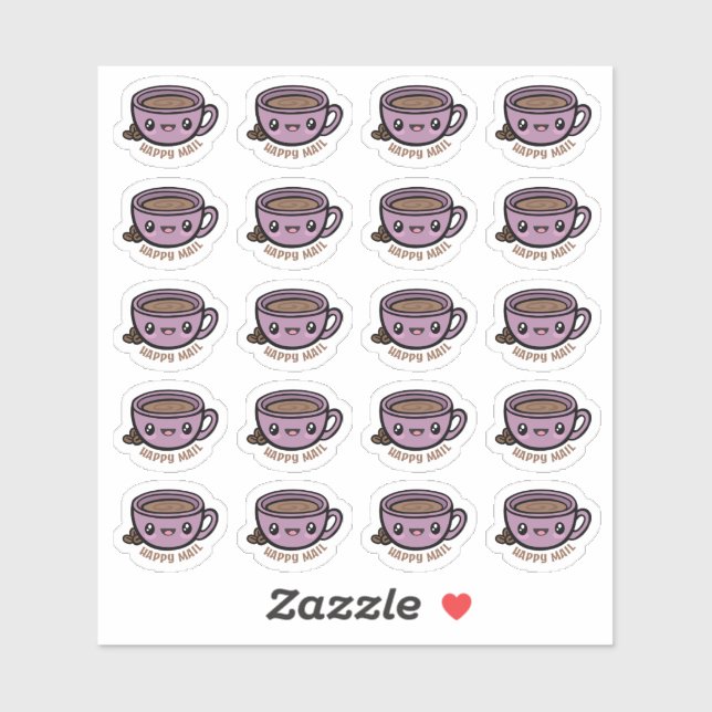Sticker Vinyl Coupe de café Happy Mail Coupé sur m (Feuille)