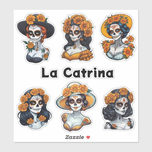 Sticker Vinyl Coupé Personnalisé La Catrina (Feuille)