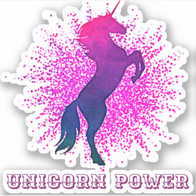 Sticker Vinyl Coupé Personnalisé Unicorn Power (Devant)