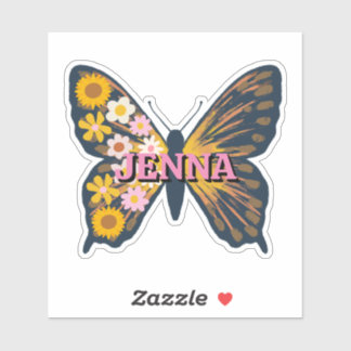 Sticker Vinyl Papillon Floral personnalisé