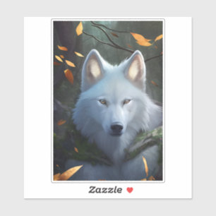 Sticker Vinyl Wolf blanc