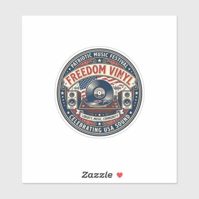Sticker Vinyle de la liberté Patriotique Disque vinyle pat (Feuille)