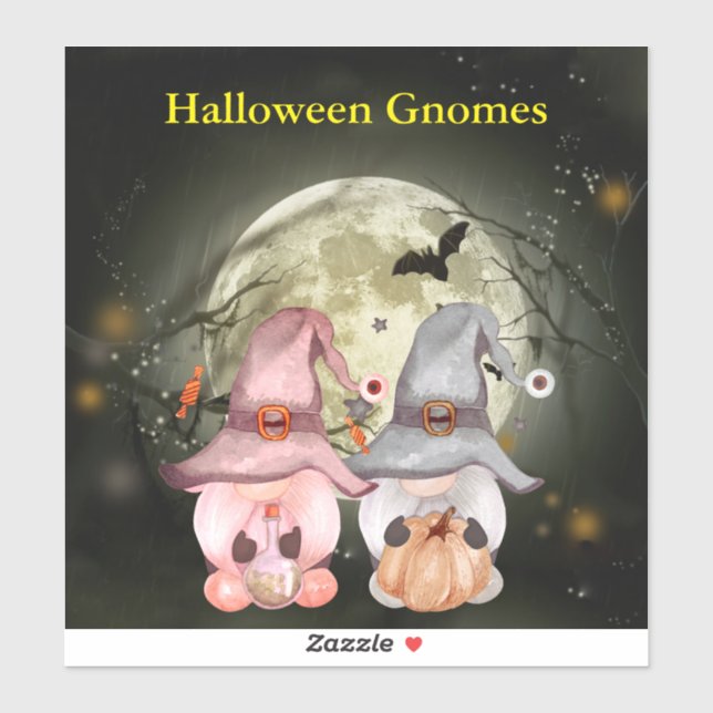 Sticker Vinyle de la Pleine lune des Gnomes d'Halloween (Feuille)