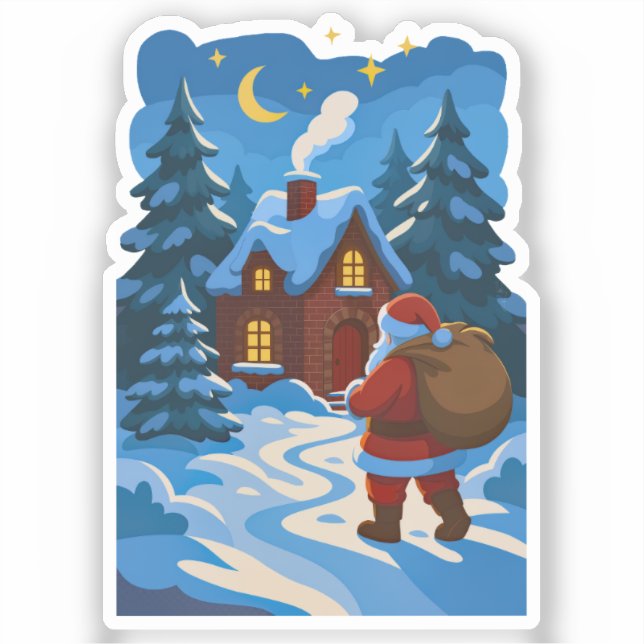 Sticker Vinyle décoratif de Noël avec le Père Noël (Recto)