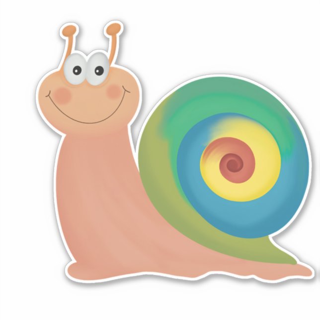 sticker vinyle d'escargot arc-en-ciel mignon (Devant)