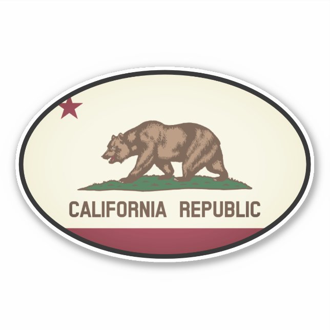 sticker vinyle Oval California Republic pour voitu (Devant)