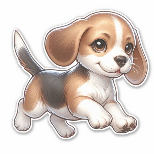 sticker vinyle pour chiot mignon (Devant)